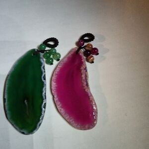 Elegant Green and Pink Agate Necklace Set